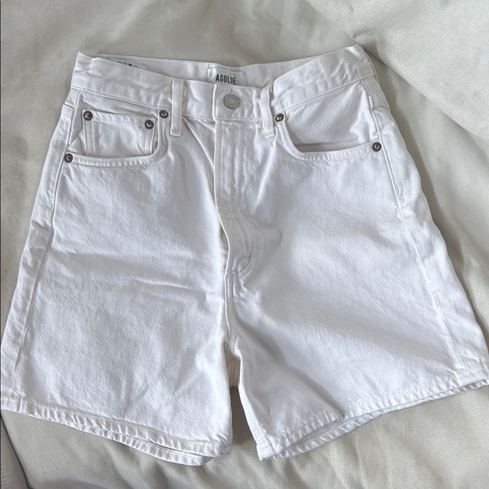 AGOLDE Women's White Denim Shorts